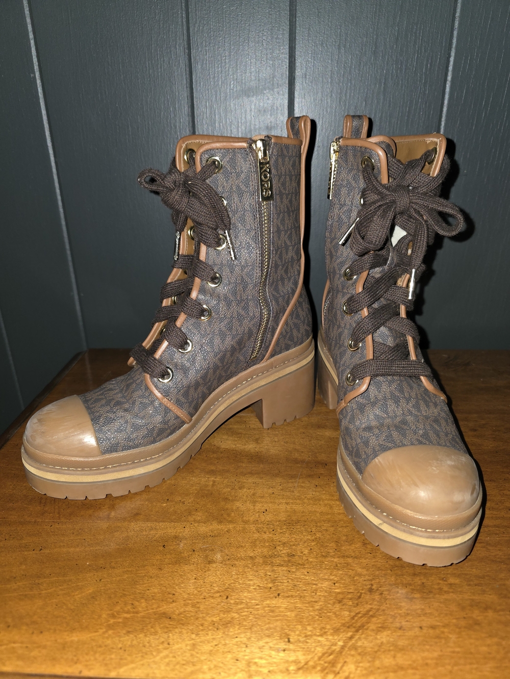 Michael Kors Brown Lace-Up Platform Boots Size 6 - Picture 5 of 16